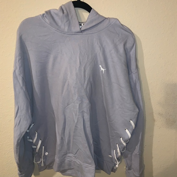 Sky Blue Lace Up Hoodie - Picture 2 of 4